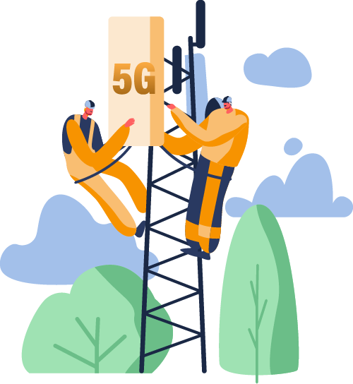 Illustration of working at height with rescue training exercise